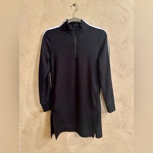 Athleta Black Fleece Athleisure Dress with White Stripes Size S
